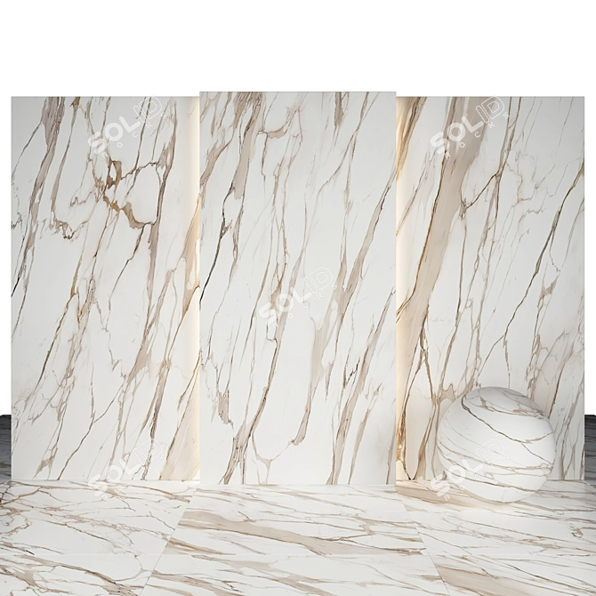 Luxury Calacatta Gold Marble Slabs & Tiles 3D model image 1