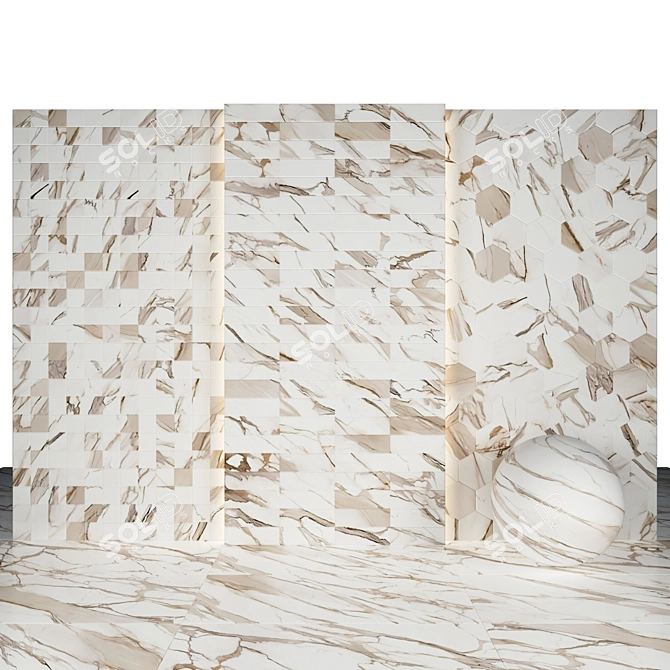 Luxury Calacatta Gold Marble Slabs & Tiles 3D model image 2