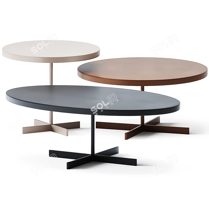 Sleek Metal Coffee Tables 3D model image 1