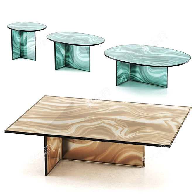 Glas Italia Liquefy Crystal Coffee Table 3D model image 2