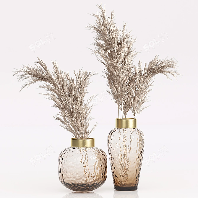 Elegant Dried Pampas Bouquets 3D model image 1