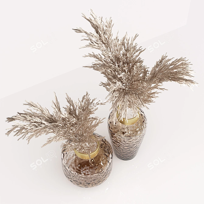 Elegant Dried Pampas Bouquets 3D model image 2