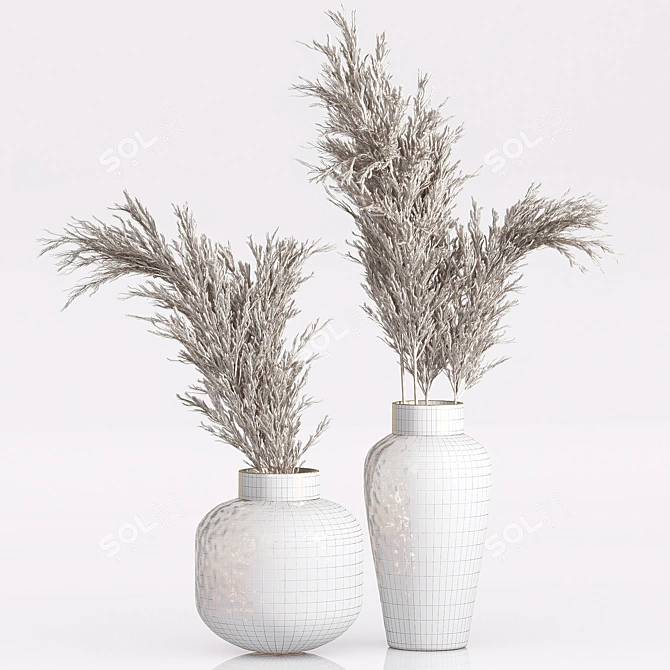 Elegant Dried Pampas Bouquets 3D model image 5