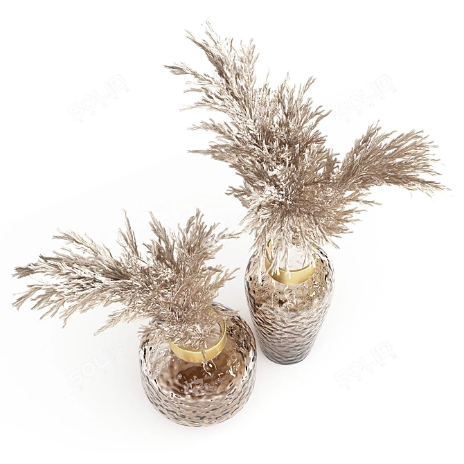 Elegant Dried Pampas Bouquets 3D model image 7