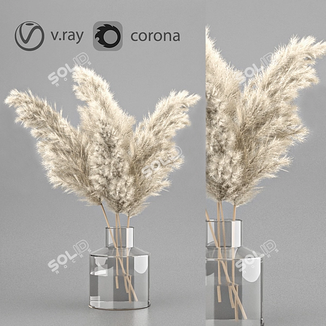 Glass Vase 3-in-1 Dry Plant 3D model image 1