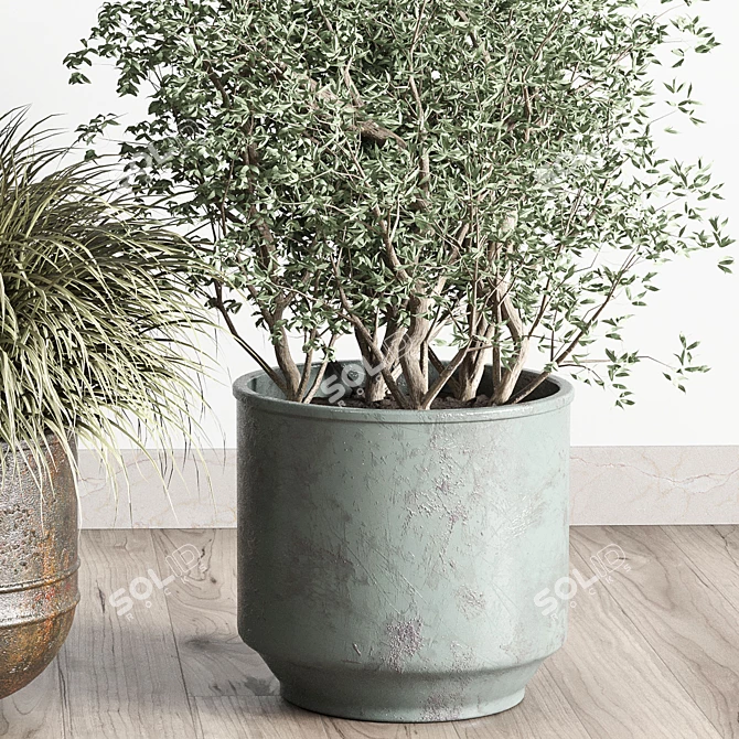 Vintage Metal Vase: Outdoor Plant Collection 3D model image 4