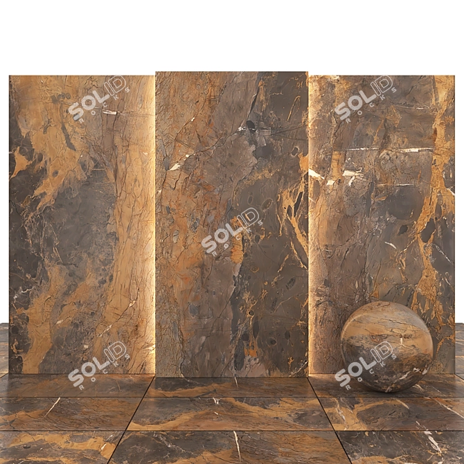 Fossil Brown Marble: Stunning & Versatile Tiles 3D model image 1