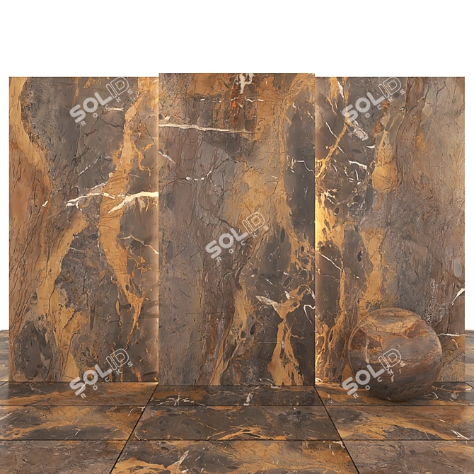 Fossil Brown Marble: Stunning & Versatile Tiles 3D model image 2