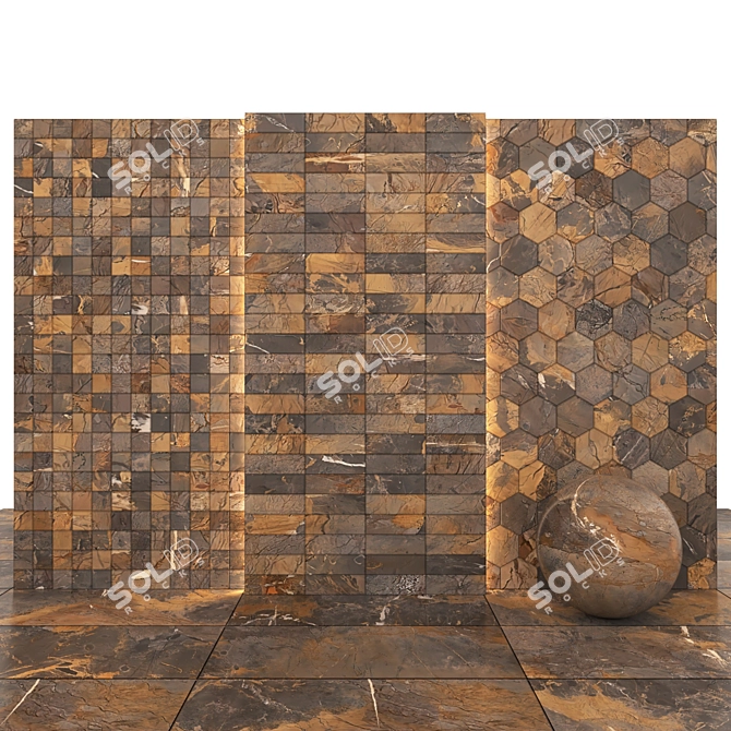 Fossil Brown Marble: Stunning & Versatile Tiles 3D model image 3