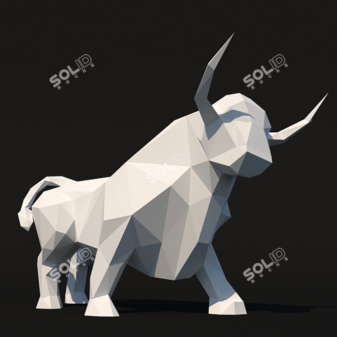 Polygonal Bull Sculpture 3D model image 1