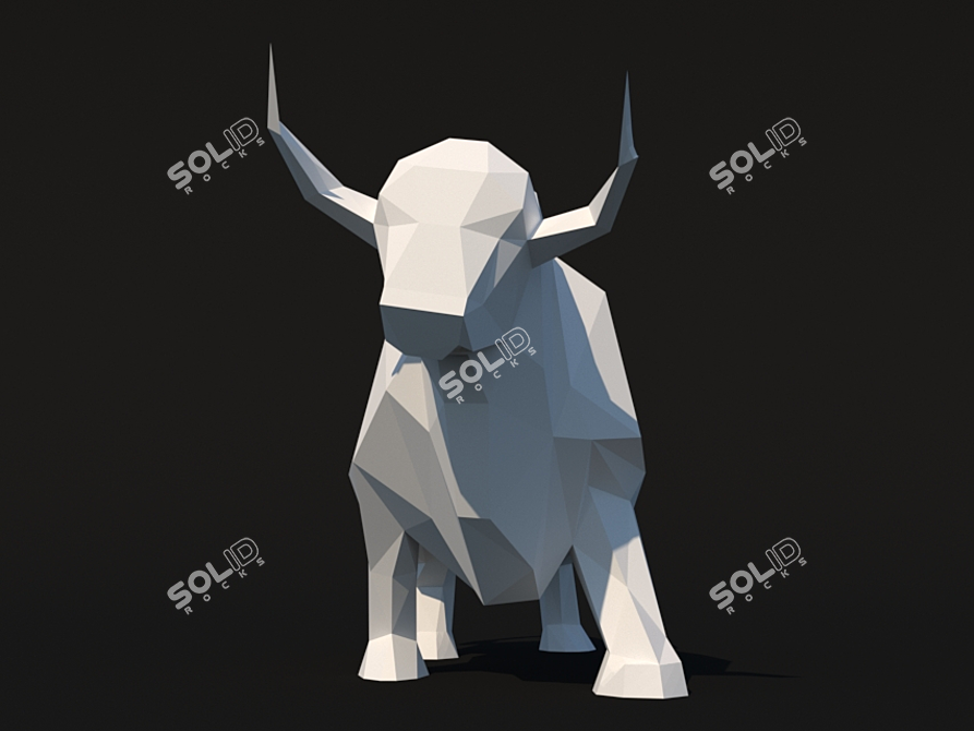 Polygonal Bull Sculpture 3D model image 2