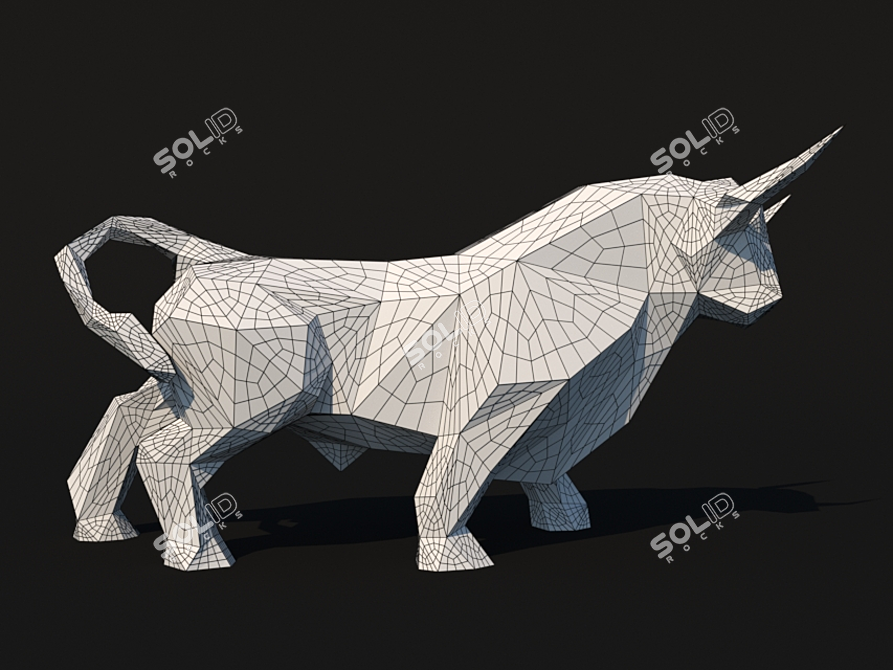 Polygonal Bull Sculpture 3D model image 4