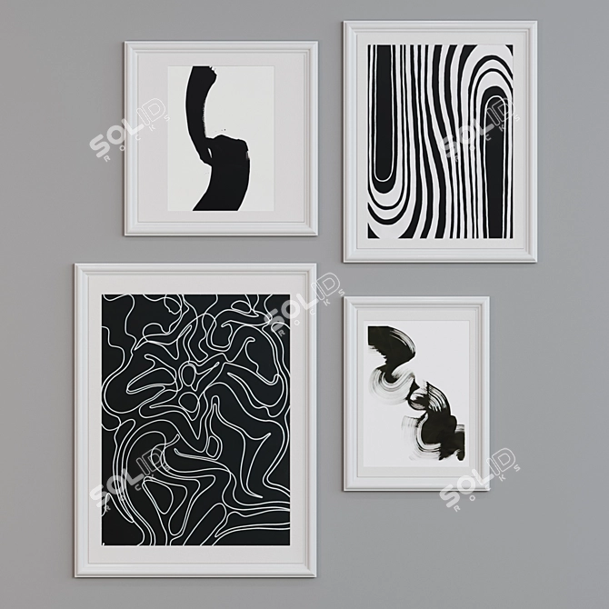 Modern Minimalist 4-Piece Picture Frame Set 3D model image 2