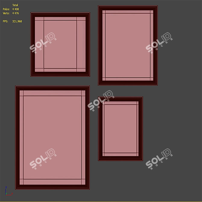 Modern Minimalist 4-Piece Picture Frame Set 3D model image 7