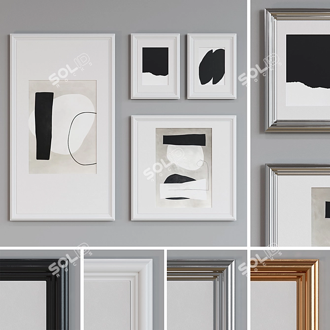 Modern Minimalist Picture Frame Set 3D model image 1