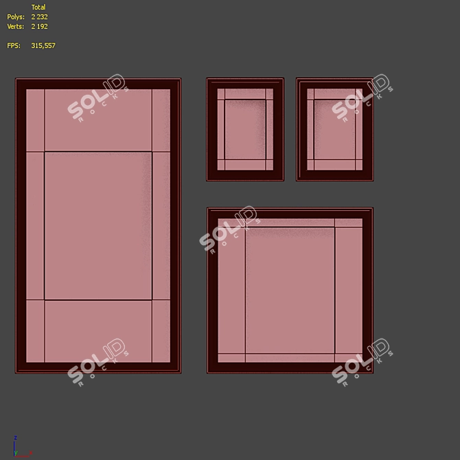 Modern Minimalist Picture Frame Set 3D model image 7