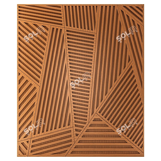 Elegant Wooden Wall Panel 3D model image 1