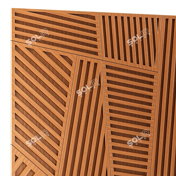 Elegant Wooden Wall Panel 3D model image 2