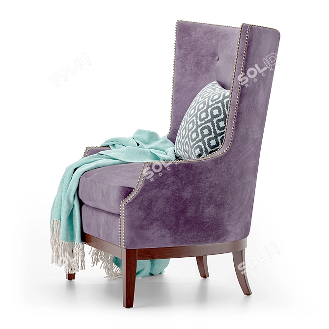 Luxe Taupe Chevron Occasional Chair 3D model image 4