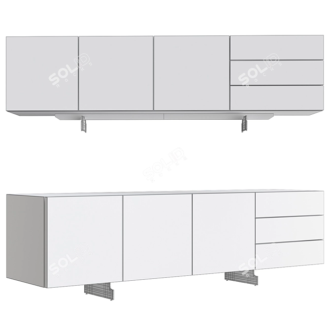 Pandora Oakwood Sideboard 3D model image 2