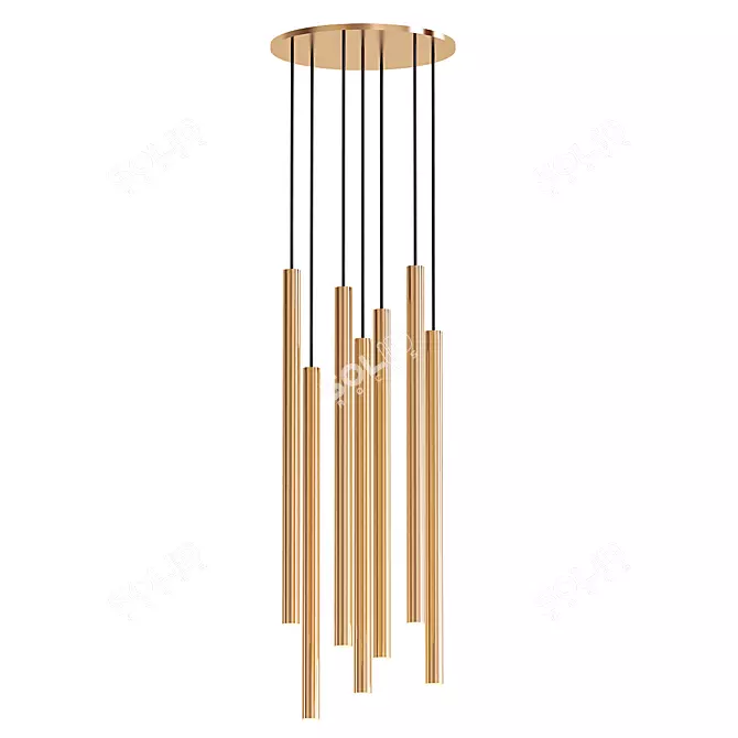 Elegant Trumpet Disk Chandelier 3D model image 1