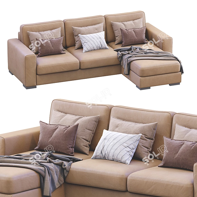 Luxury Orion Leather Sofa 3D model image 3