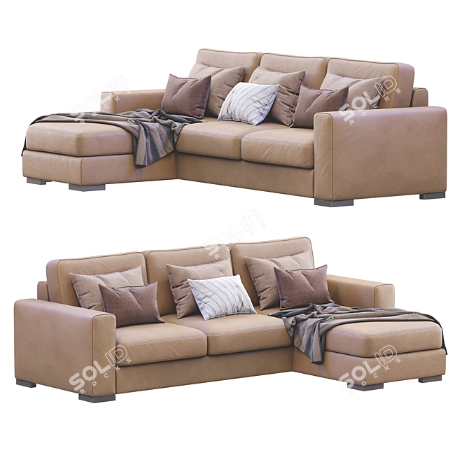 Luxury Orion Leather Sofa 3D model image 4