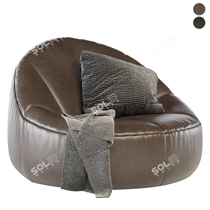 Leather Pumpkin Bean Bag Chair 3D model image 1