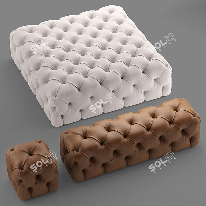 Rollking Square Pouf - Stylish and Versatile Seating 3D model image 1