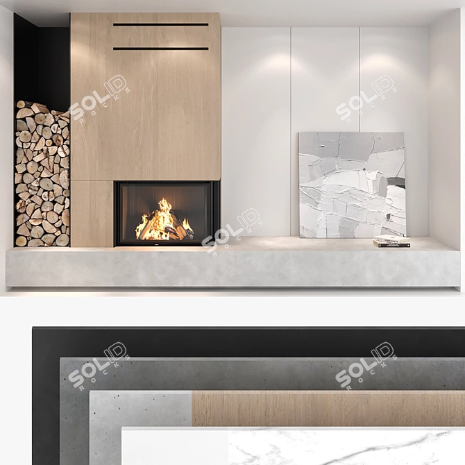 Fireplace Wall Decor Set 3D model image 1