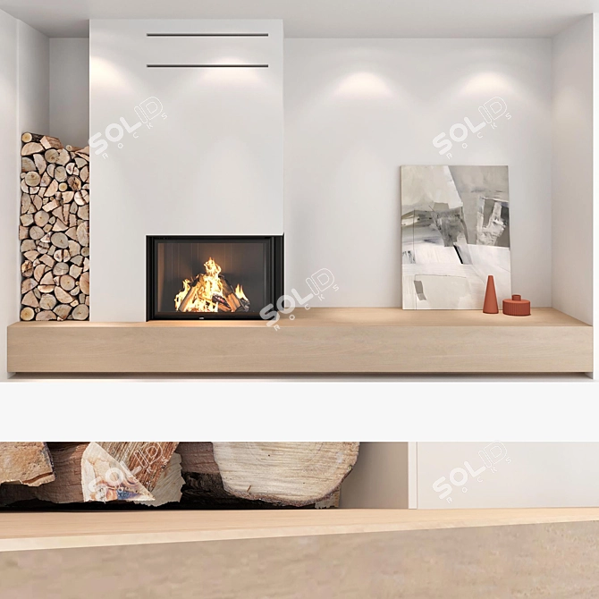 Fireplace Wall Decor Set 3D model image 2