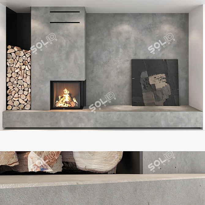 Fireplace Wall Decor Set 3D model image 4