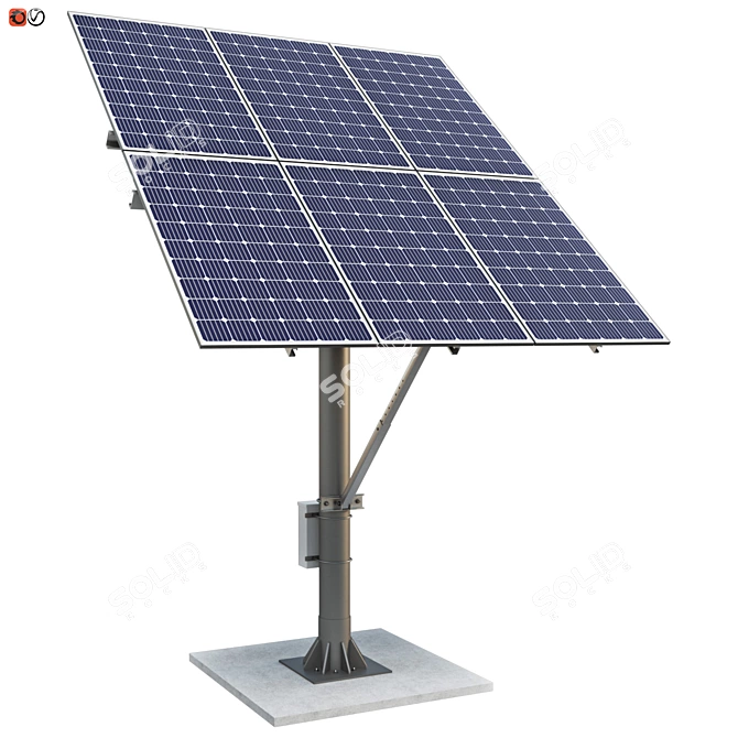 Solar Power Station: 6 Panel Setup 3D model image 1