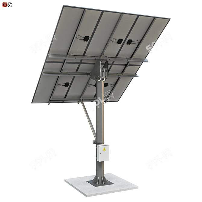 Solar Power Station: 6 Panel Setup 3D model image 2