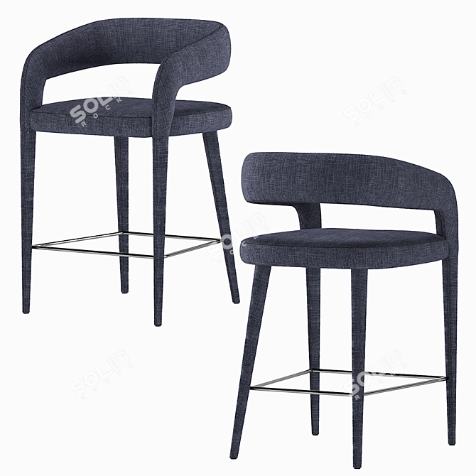 Elegant Gray Counter Stool 3D model image 4