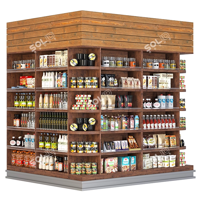 Supermarket Showcase: Preserving Jars & Groceries 3D model image 1