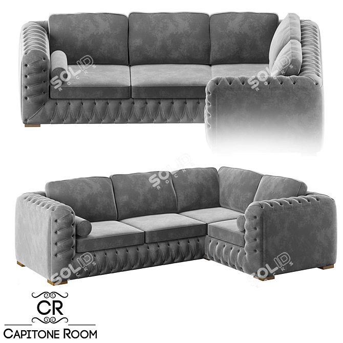 Elegant Ocean Blue Sofa 3D model image 1