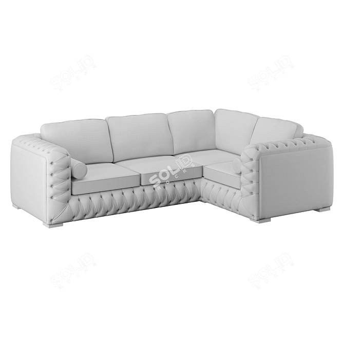 Elegant Ocean Blue Sofa 3D model image 2