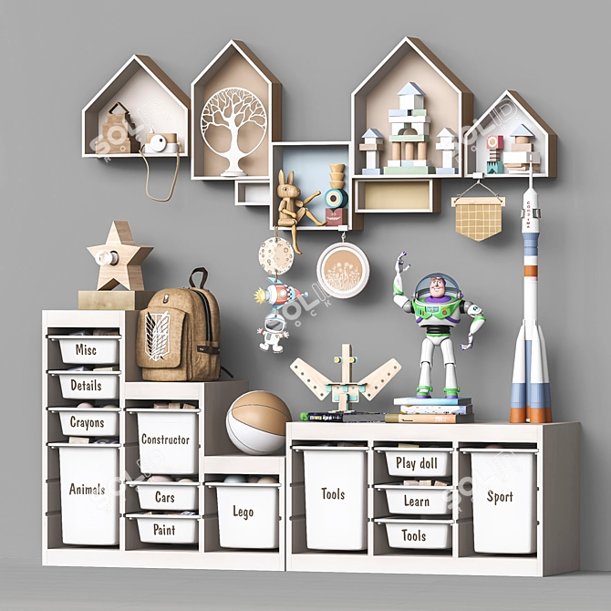 Kids' Storage and Accessories Set 3D model image 2