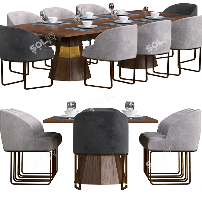 Luxury Dining Set: Table & Chairs by Casa Padrino 3D model image 1