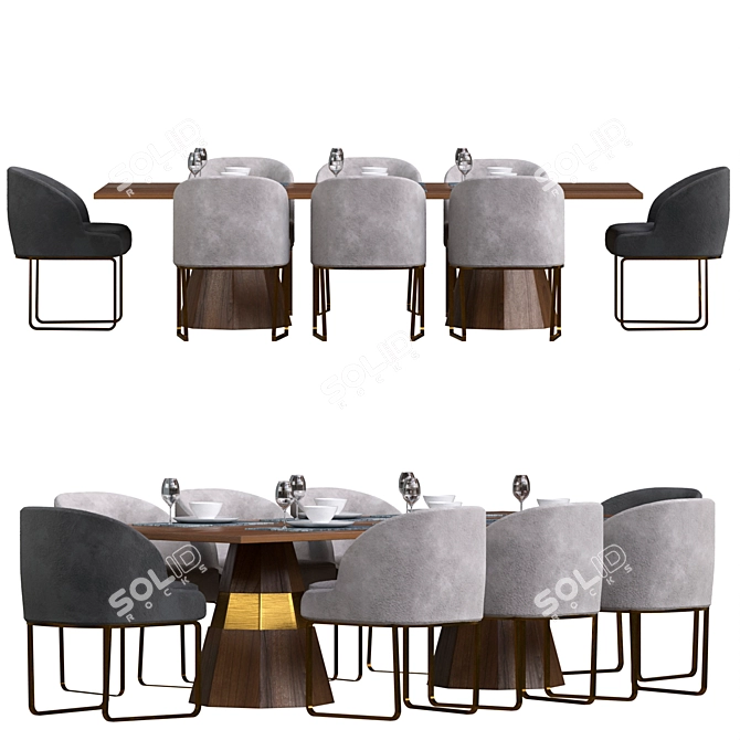 Luxury Dining Set: Table & Chairs by Casa Padrino 3D model image 2