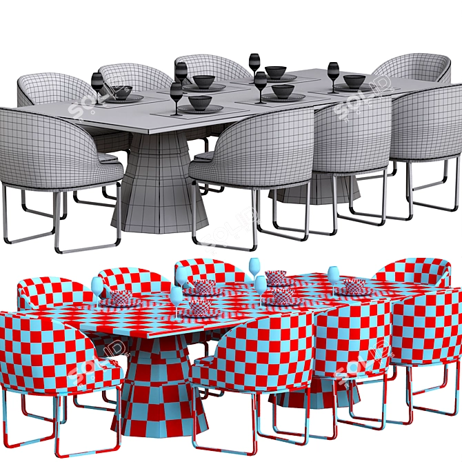 Luxury Dining Set: Table & Chairs by Casa Padrino 3D model image 3