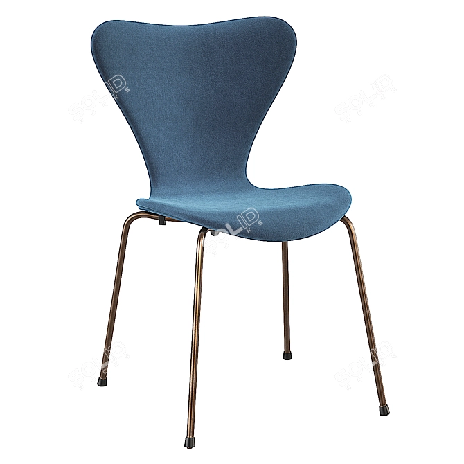 Modern Pink, Blue & Grey Fritz Hansen Series 7 Chair 3D model image 8