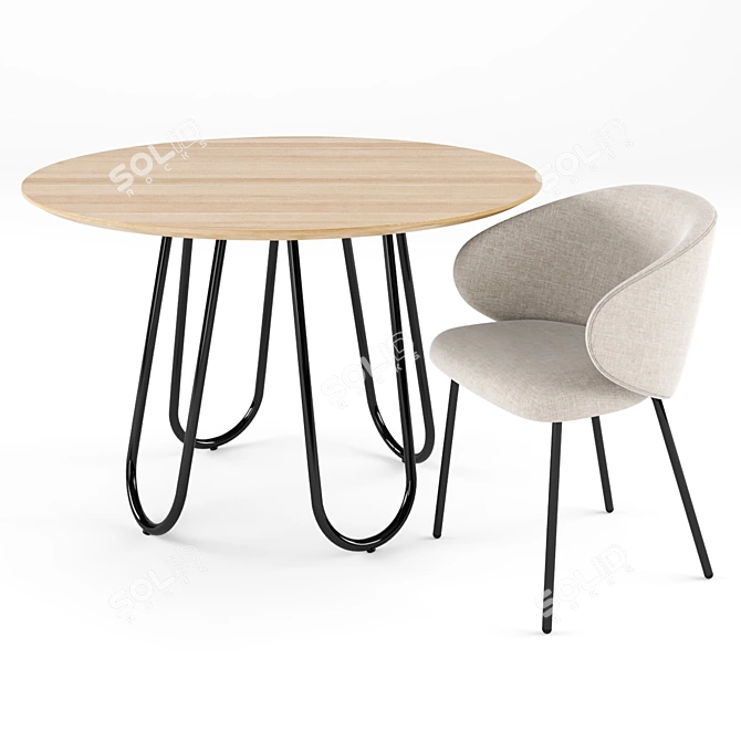 Modern Connubia STULLE Table with TUKA Dining Chair 3D model image 1