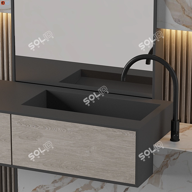 Sleek Frankfurt Bathroom Set 3D model image 4