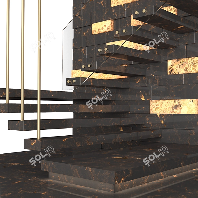 Modern Staircase 4: Stone, Glass & Metal 3D model image 2