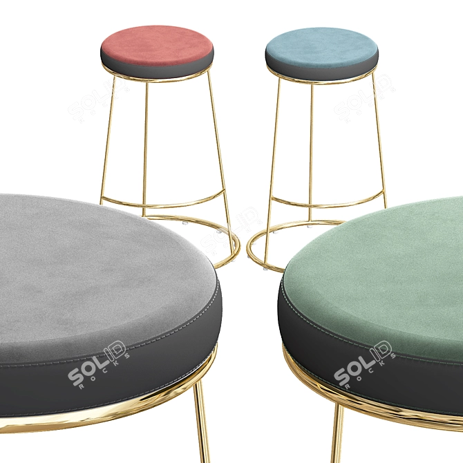 Foldable Bar Stools: Convenient Seating Solution 3D model image 2