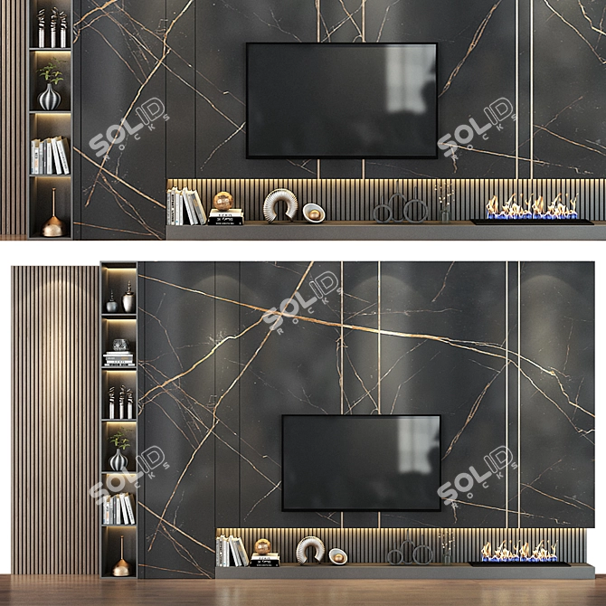 Sleek TV Storage Solution 3D model image 1