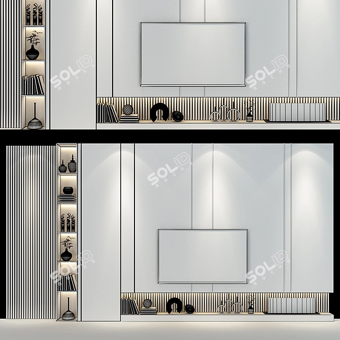 Sleek TV Storage Solution 3D model image 2