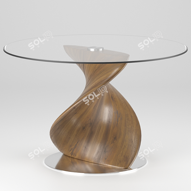 Modern Transparent Walnut Dining Table 3D model image 1